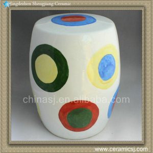 RYNQ75 17" Hand painted garden ceramic stool