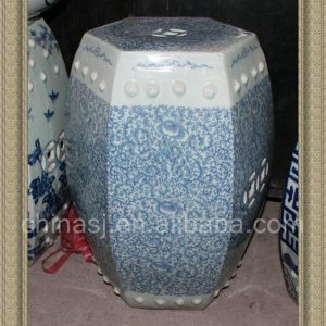 RYVM21 18.8" Blue and White Floral patio furniture sale Ceramic Stool