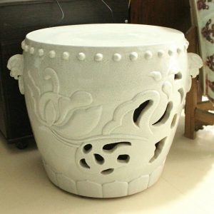 RYWC03 18" Hand Carved Crackle Ceramic furniture Asian Stool