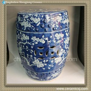 RYWG04 17" Blue and White Hand painted floral Garden Stool