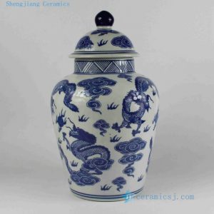RYPU17 H14" wholesale jars Blue and white Dragon Ginger Jar