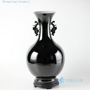 RYNQ160 H17.7" Shiny black handmade ceramic jingdezhen porcelain vase