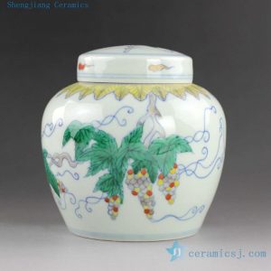 14YM11 h12cm Jingdezhen Porcelain Tea Jar Hand made hand painted