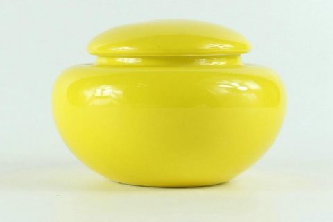RYKD21 H2.7" jingdezhen yellow porcelain Tea Jar