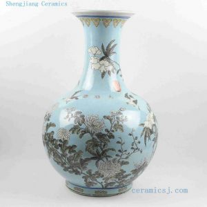 RYRK16 H21.5" Hand painted Chinese antique blue ceramic vases