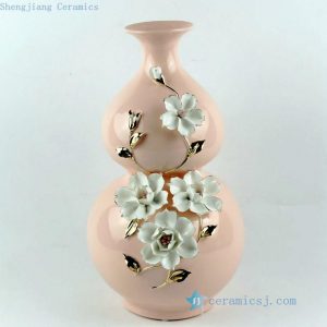 RZCB01 h14" Pink with flower Porcelain flower vase