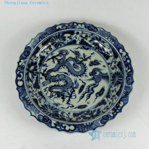 RYVH17 11.8inch White and Blue dragon Plate