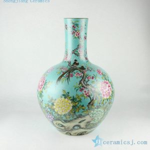 RYHV33 H21.6" Hand made needle painted Porcelain Vase