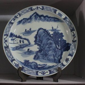 RZBD07 hand painted blue white landscape porcelain plates