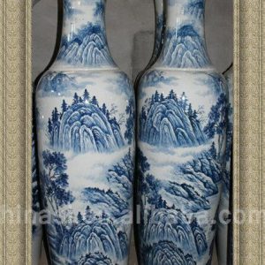 RYXJ01 78 inch Blue white landscape tall floor vases 