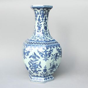RYXY02 15.5 inch Chinese blue white painted Ceramic floral vases