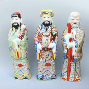 RYXZ07 15.7" Set of 3 ceramic famille rose Chinese Fukurokuju stars