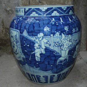 RYYC01 17" Ming dynasty reproduction blue white boy design ceramic vases