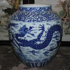 RYYC02 18.5" Ming dynasty reproduction blue white dragon design ceramic vases