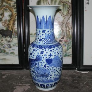 RYYC03 25.5" Ming dynasty reproduction blue white fish design porcelain vases