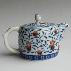 Jingdezhen blue white with copper red hand made Tea pots