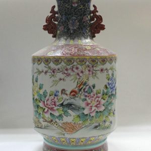 RYZC03 20" Hand painted Chinese Porcelain vases flower bird design with handle