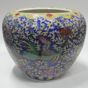 RYZG06 11" JDZ hand painted floral phoenix antique oriental flower pots