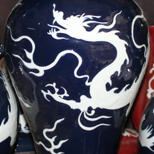 RYZI01 18.5" JDZ Blue hand made dragon antique porcelain jars