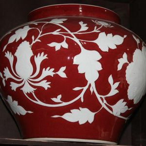 RYZI02 11.5" JDZ Red hand made floral antique porcelain pots