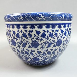 RYZQ01 9" Chinese blue and white flower pots