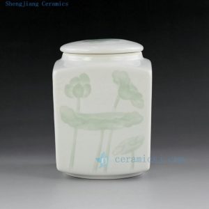 Jingdezhen celadon hand carved tea jars tea holder brush holder