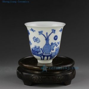 hand made painted Jingdezhen blue white porcelain tea cup