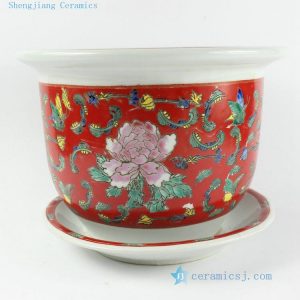RZCR01 H11" Jingdezhen famille rose floral design ceramic flower pots