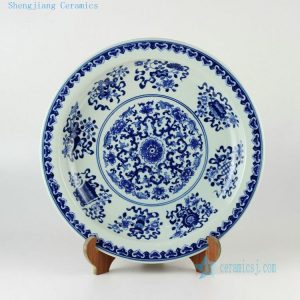 16.3" Hand painted Chinese decor  blue and white plates