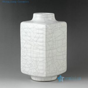 RYZR05 12.5" Crackle white porcelain vase