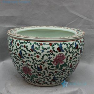 RZCX06 15.7" Ceramic white famille rose planters floral design