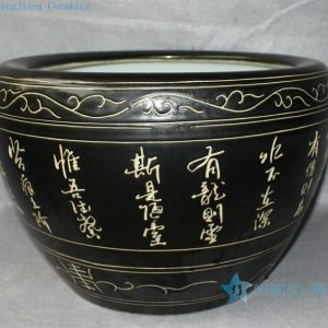 RZDE03 15.7" Chinese character ceramic fish bowls black