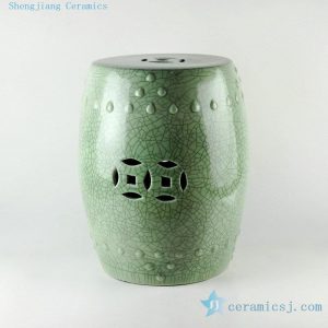 RYYV03 17" Green crackle ceramic outdoor end tables