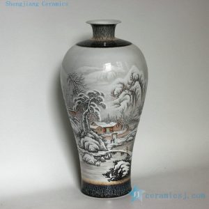 RZDJ01 18.8" High quality hand painted snow scenes porcelain vases