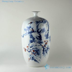 RZDN02 21.5" High quality blue and white hand painted pine bamboo plum and crane porcelain vases
