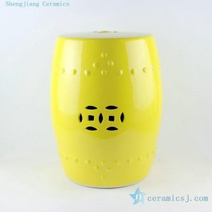 RYKB110 17inch Chinese yellow ceramic modern outdoor furniture stools