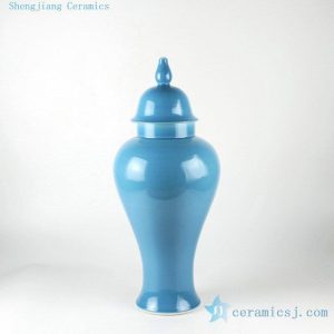 RYKB112 20.4" Blue ceramic solid color temple jar