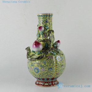 RZDR01 14.7" Chinese painted famille rose porcelain vase peach design