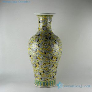 RZDS01 26.5" Chinese famille rose painted crane porcelain vase 