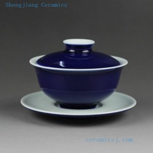 Jingdezhen hand made solid color porcelain Gaiwan Blue