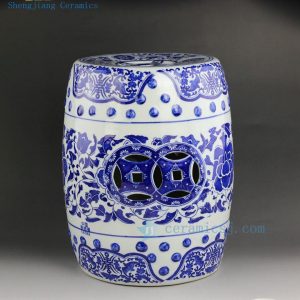 RYIR107 Chinese blue white ceramic garden stool floral design 3 sizes