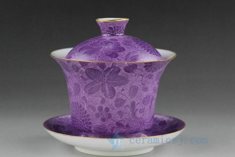Porcelain needle painting tea jars, gaiwan, tea cups