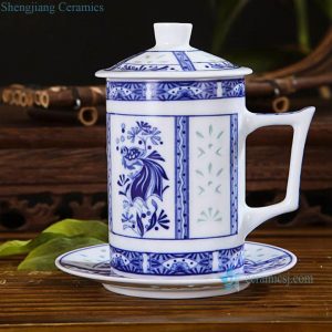 CBAF01--10 10 Design Jingdezhen blue and white rice pattern porcelain mugs
