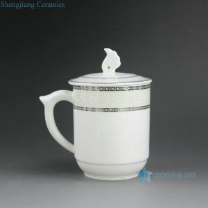 CBAG03-06 Jingdezhen porcelain tea mugs lidded with handle