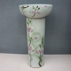 RYXW046 Flower design Ceramic Pedestal Lavatory Basin