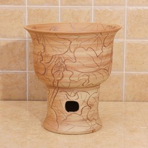 Engraved flower design Ceramic mops washbasin for hardwood floors