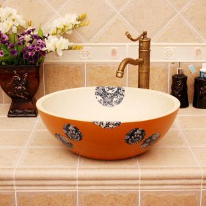 Modern floral design Ceramic basin for washing clothes
