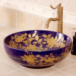 RYXW410 Flower design Ceramic outdoor sink