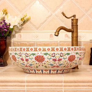 RYXW480 Floral design Ceramic hair salon wash basins