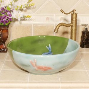 RYXW549 Fish design ceramic sinks for small bathroom